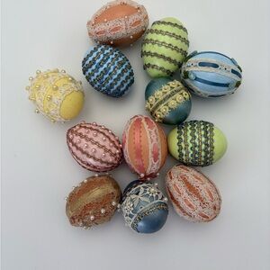 Dozen Handmade Decorative Lace and Beads Easter Eggs Set